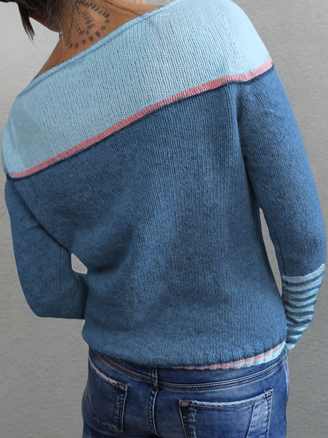 Rivka - Boat Neck Striped Knit Sweater