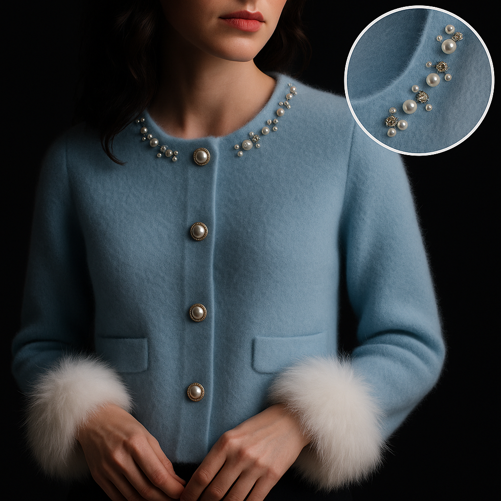Amalya - Elegant Pearl Embellished Cardigan