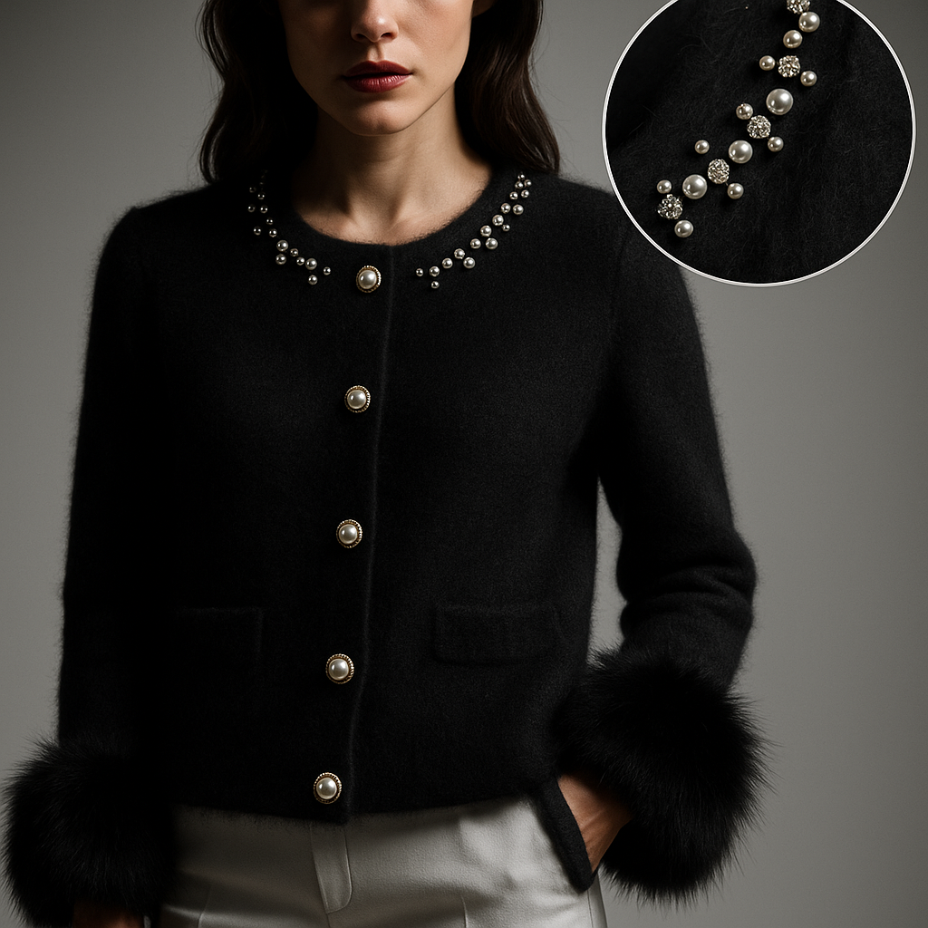 Amalya - Elegant Pearl Embellished Cardigan