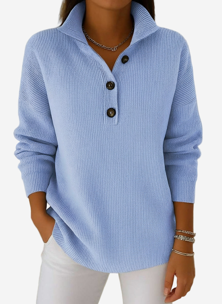 Junia - Casual Long Sleeve Stand Collar Sweater