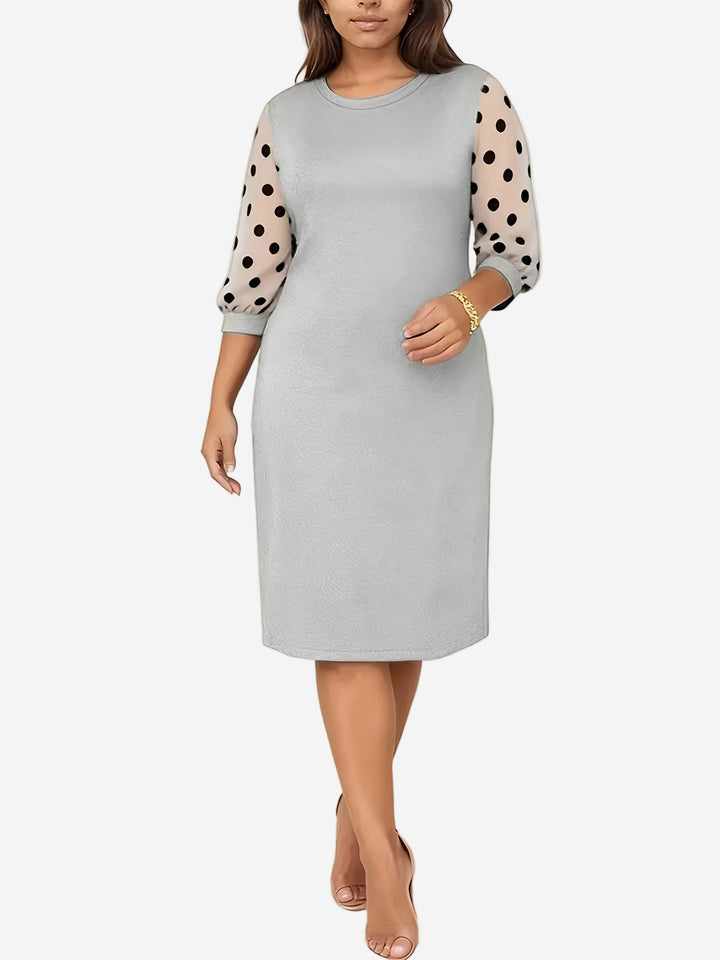 Talitha - Elegant 3/4 Sleeve Midi Dress with Polka Dot Detail