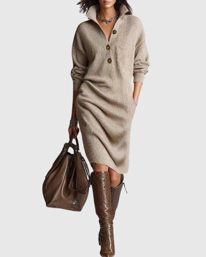 Arianell - Pure Wool Winter Knit Midi Dress