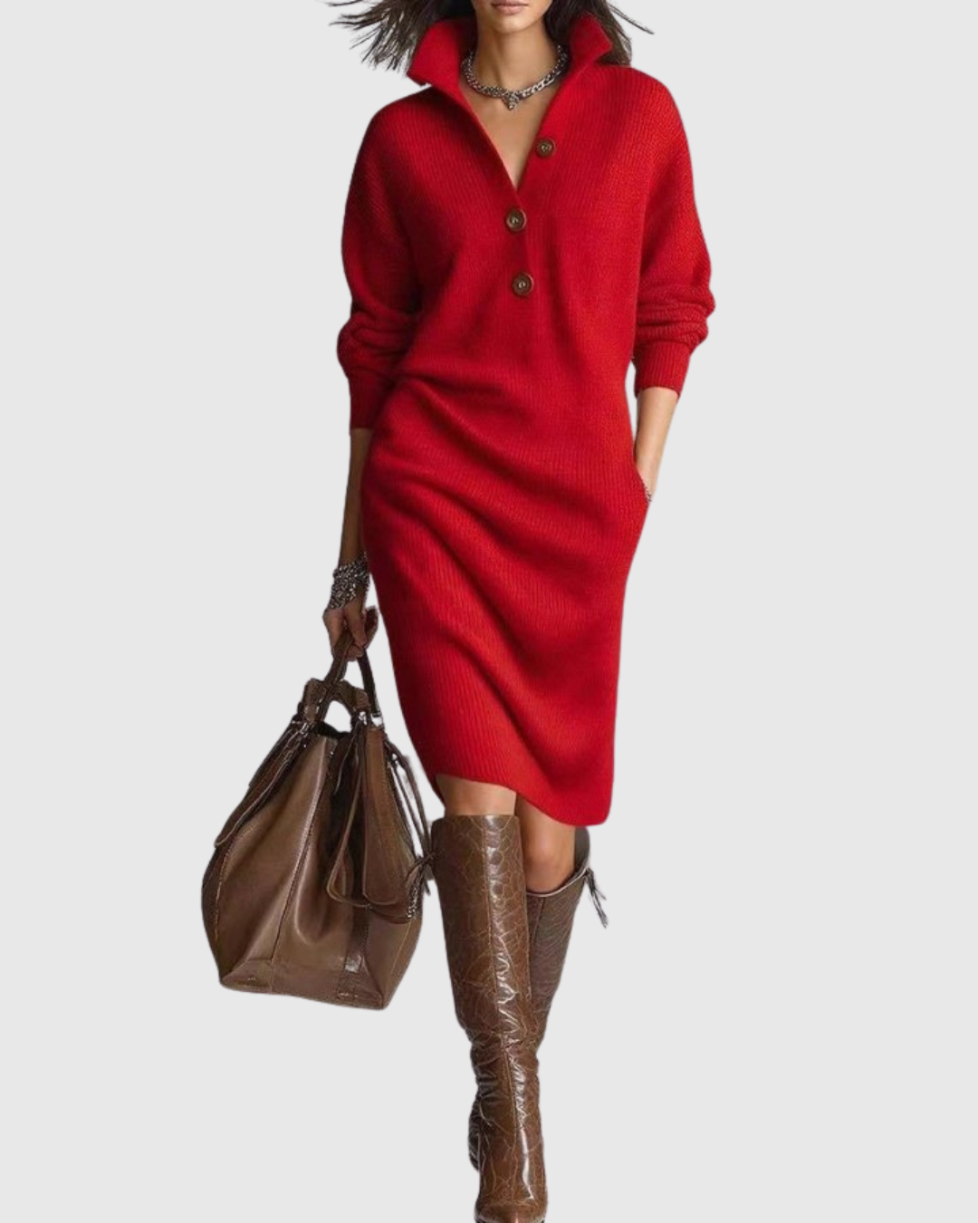 Arianell - Pure Wool Winter Knit Midi Dress