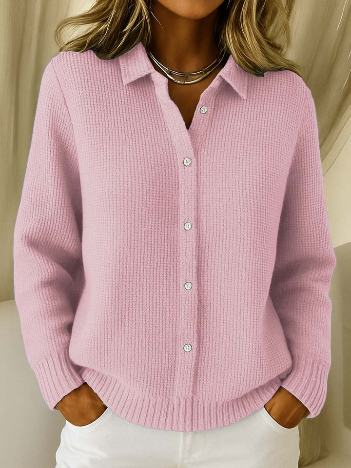 Esperanza - Chic Shirt Collar Cardigan with Long Sleeves
