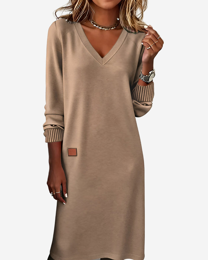 Soraya - Elegant Comfort V-Neck Sweater Dress
