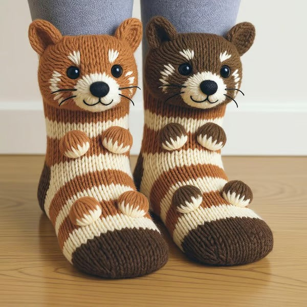 Handmade Knitted Animal Socks