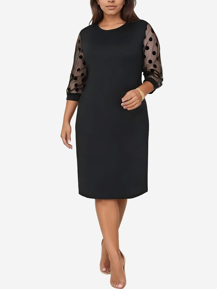 Talitha - Elegant 3/4 Sleeve Midi Dress with Polka Dot Detail