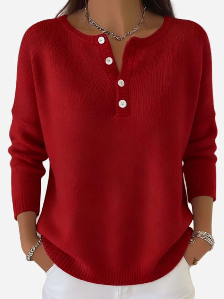 Corinne - Soft Henley Collar Sweater