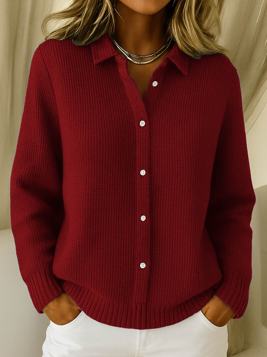 Esperanza - Chic Shirt Collar Cardigan with Long Sleeves