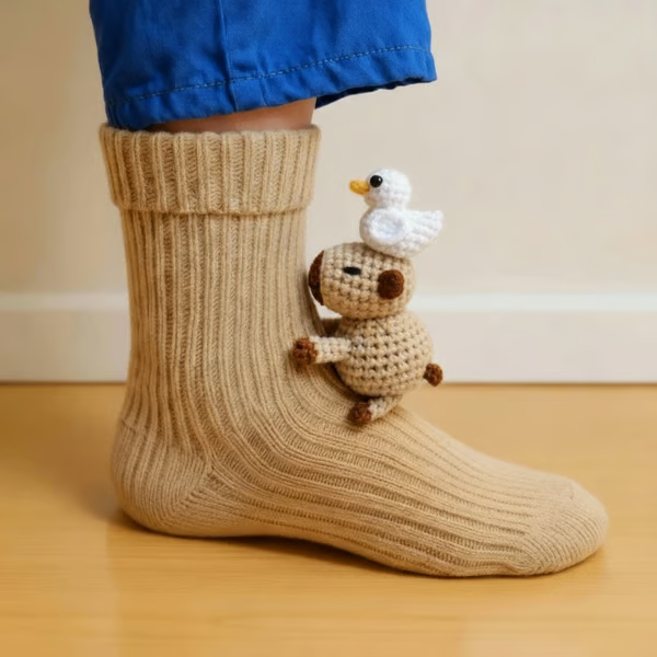 Handmade Knitted Animal Socks