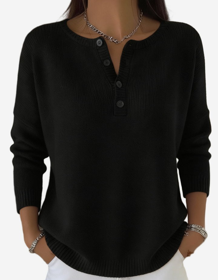 Corinne - Soft Henley Collar Sweater