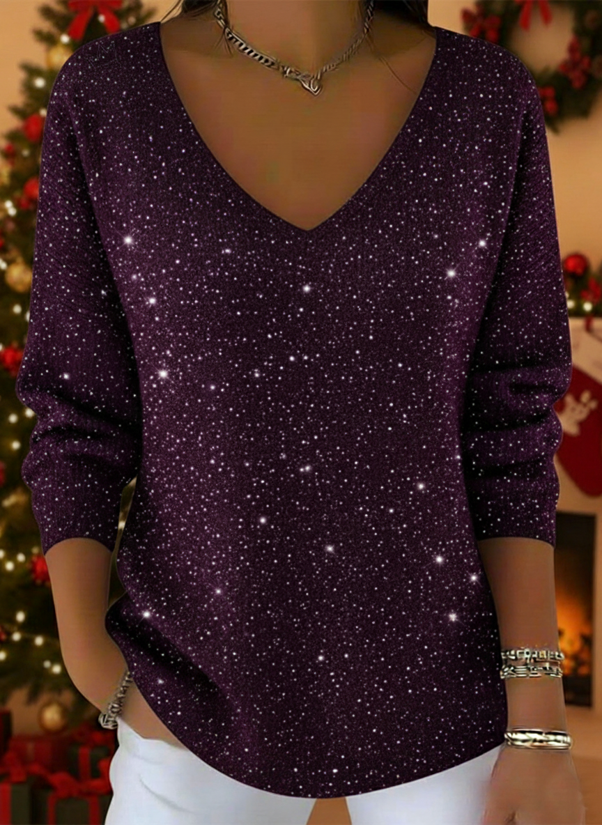 Marigold - V-neck Shiny Sweater