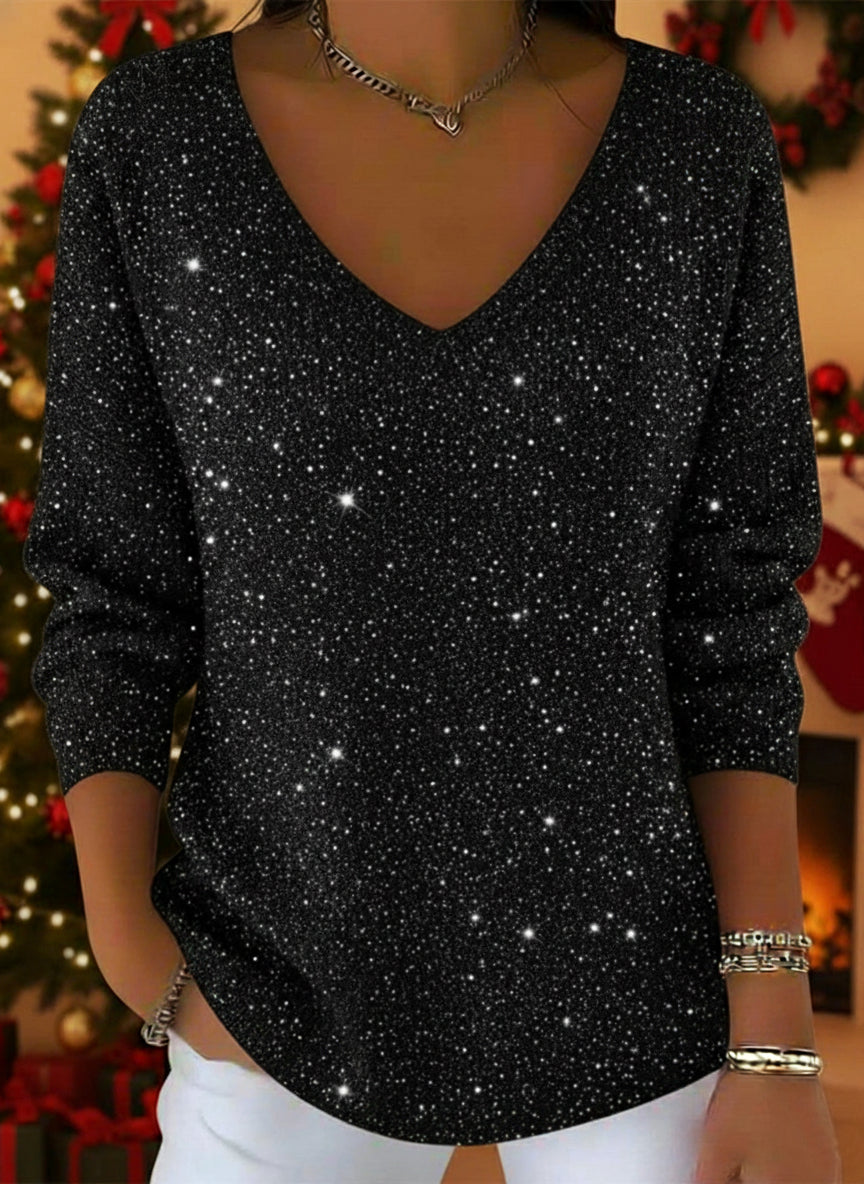 Marigold - V-neck Shiny Sweater