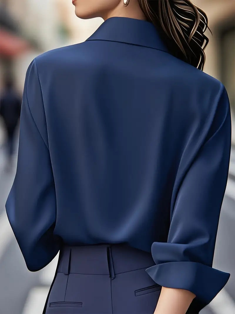 Raya™ | Elegant Long Sleeve Button-Down Top