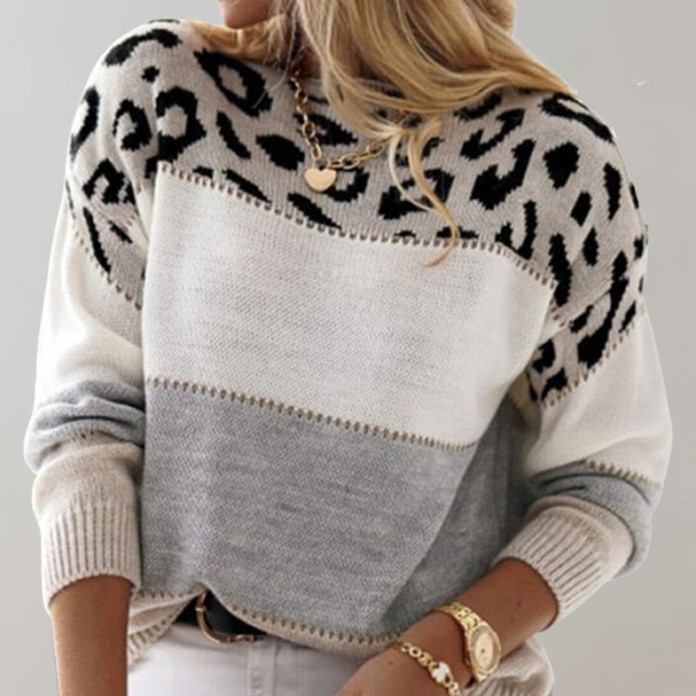 Diane - Leopard Accent Knit Sweater
