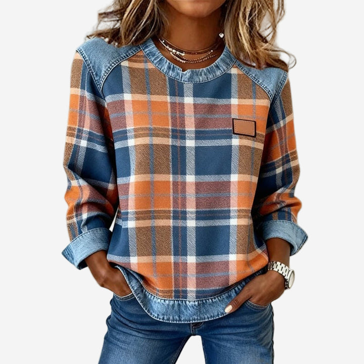 Nerissa - Vintage Checkered Patchwork Sweater