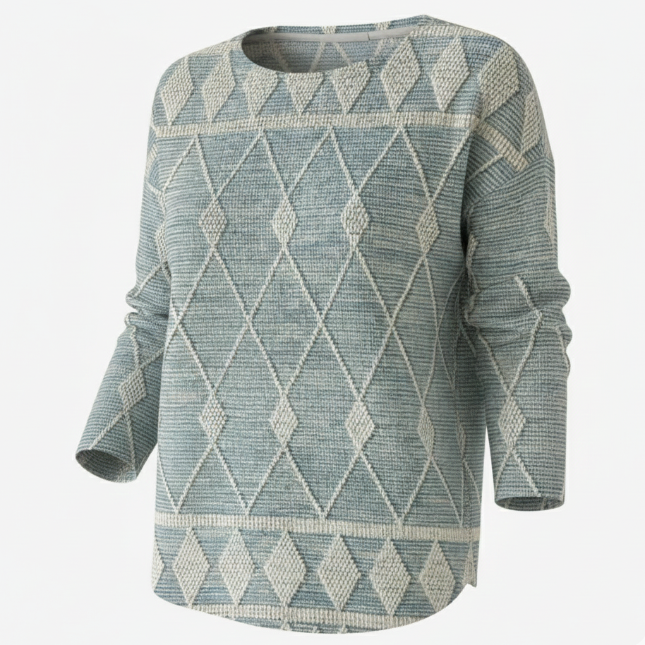 Sabina - Elegant Diamond Pattern Long Sleeve Sweater