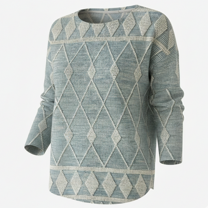 Sabina - Elegant Diamond Pattern Long Sleeve Sweater
