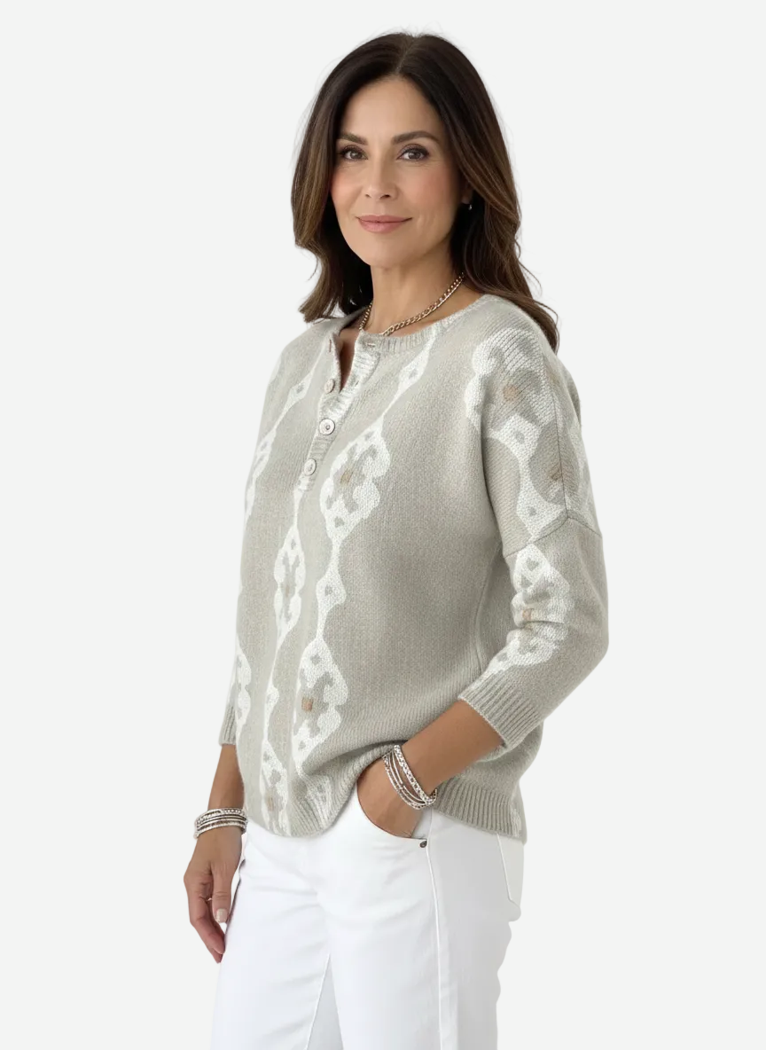 Keira - Vintage Abstract Buttoned Sweater