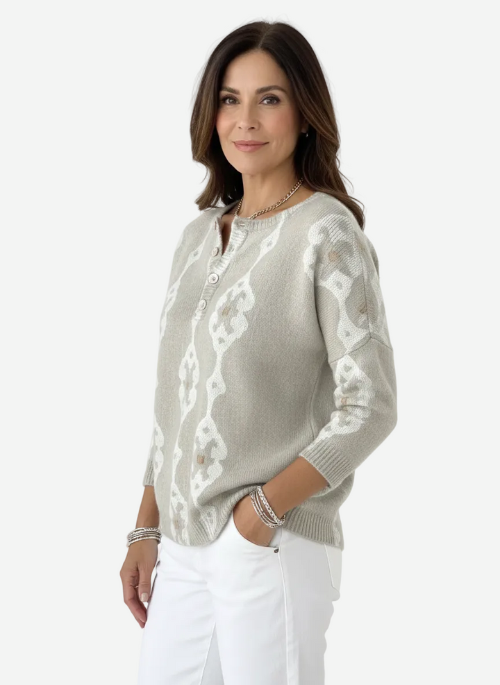 Keira - Vintage Abstract Buttoned Sweater