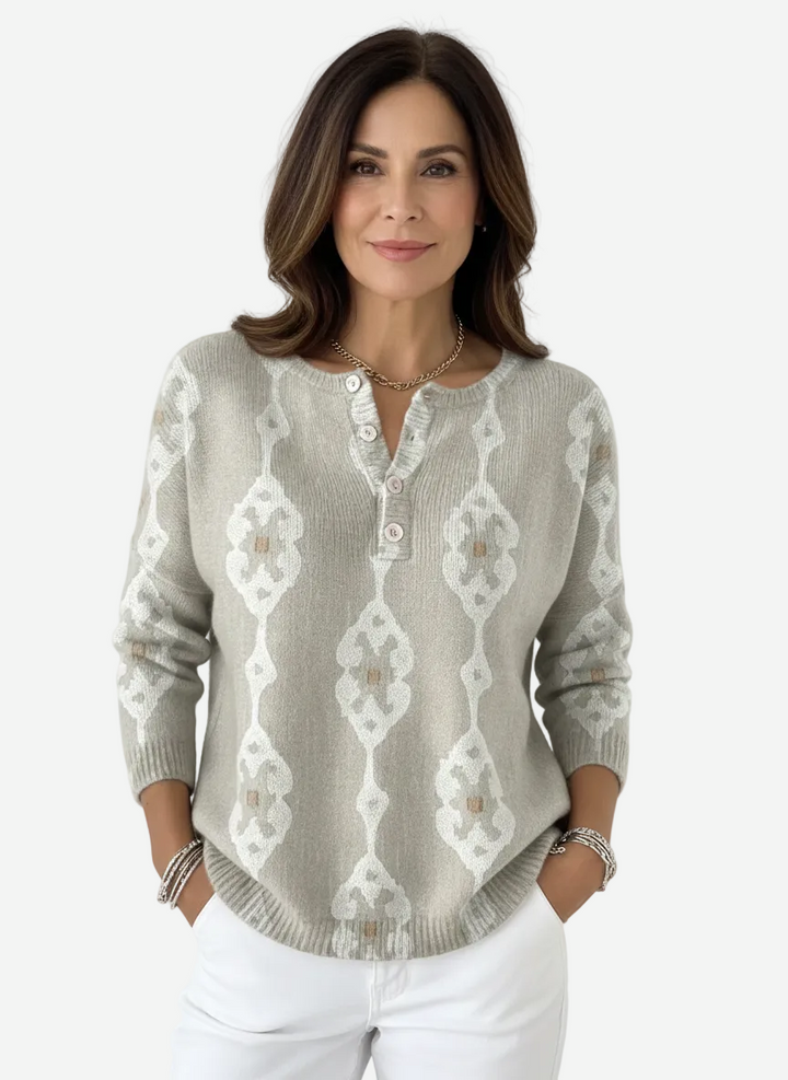 Keira - Vintage Abstract Buttoned Sweater