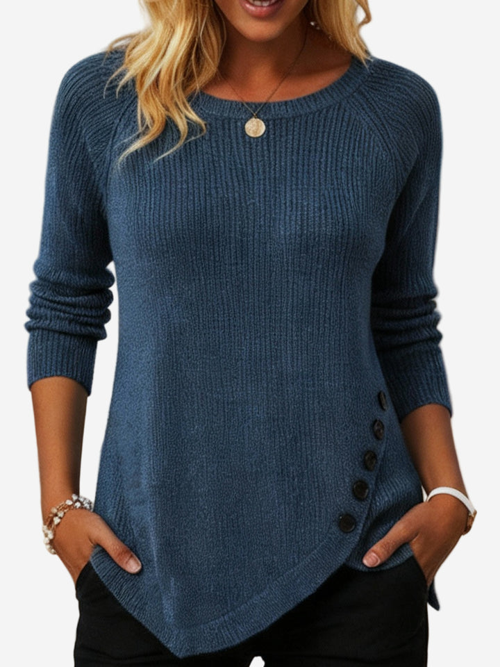 Elianne - Casual Solid Color Ribbed Sweater