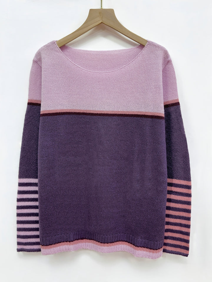 Rivka - Boat Neck Striped Knit Sweater