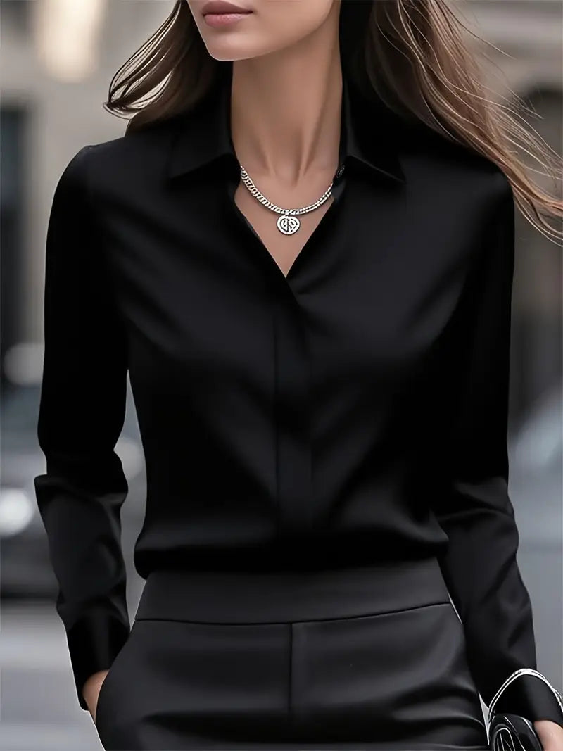 Raya™ | Elegant Long Sleeve Button-Down Top