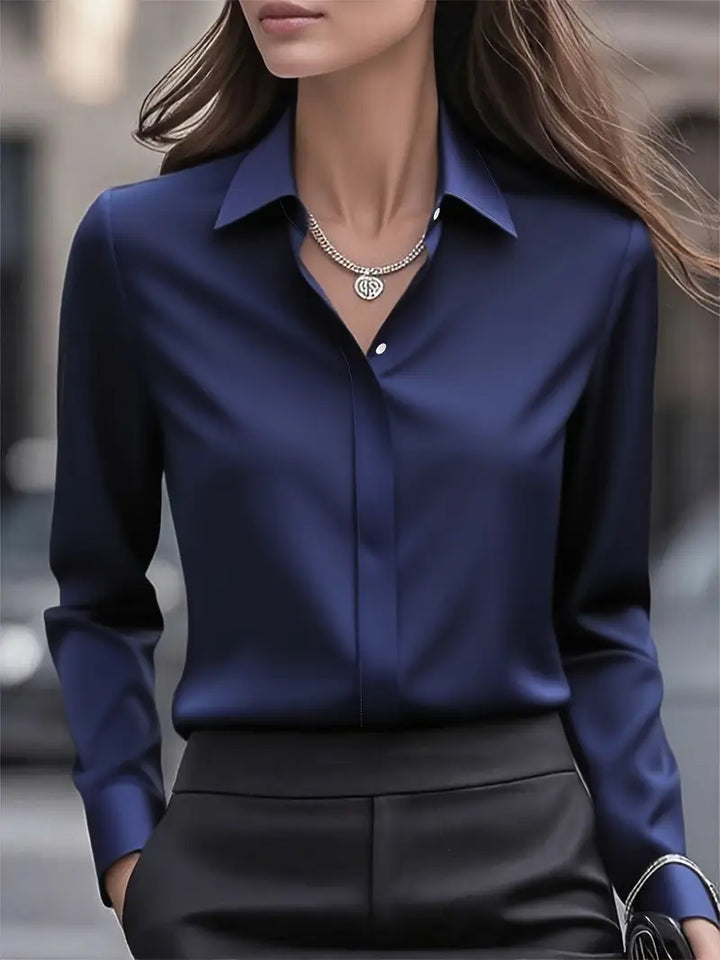 Raya™ | Elegant Long Sleeve Button-Down Top