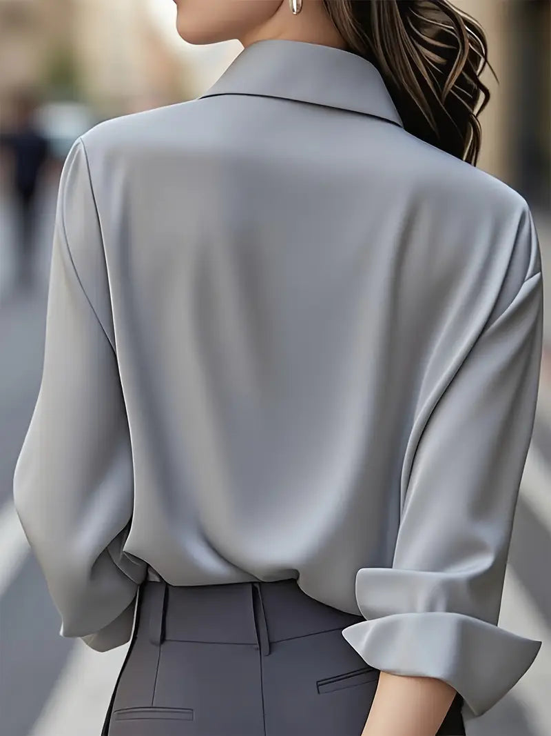 Raya™ | Elegant Long Sleeve Button-Down Top