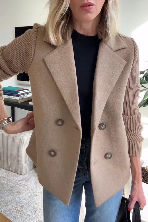 Zayna™ | Elegant Knit-Sleeve Jacket