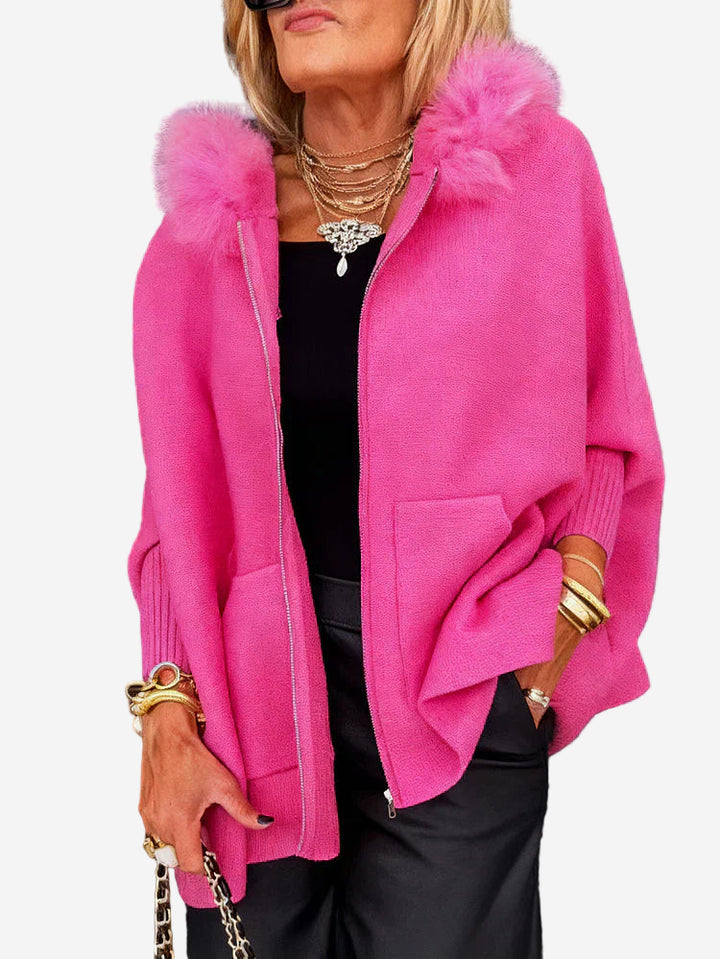 Amara - Casual Full-zip hoodie with Faux Fur Collar